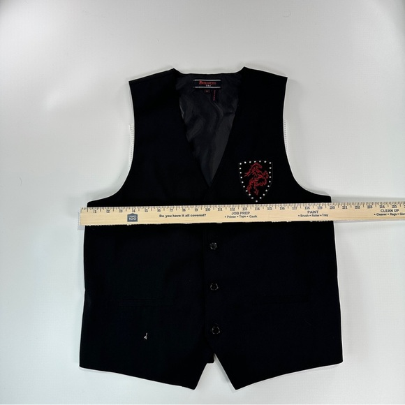 Pannocito Western Embroidered Vest Velvet Crest Rhinestone Black Size M - Picture 12 of 12